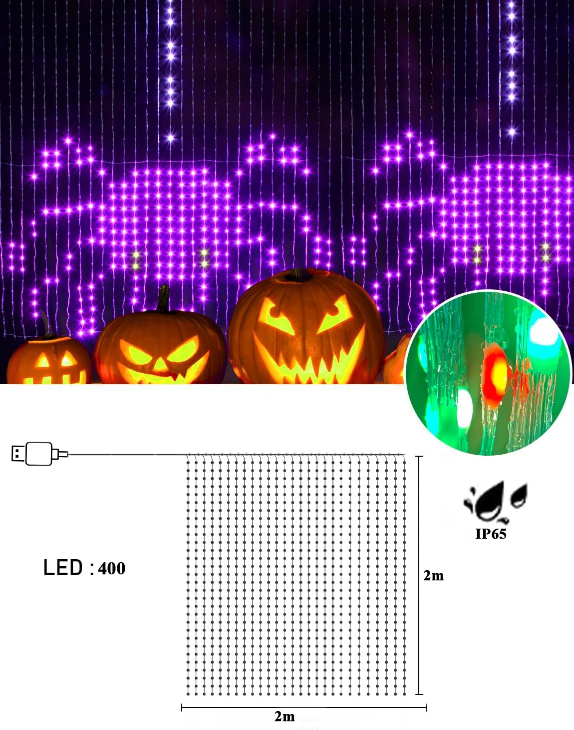 EnchantGlow Dynamic Curtain Lights