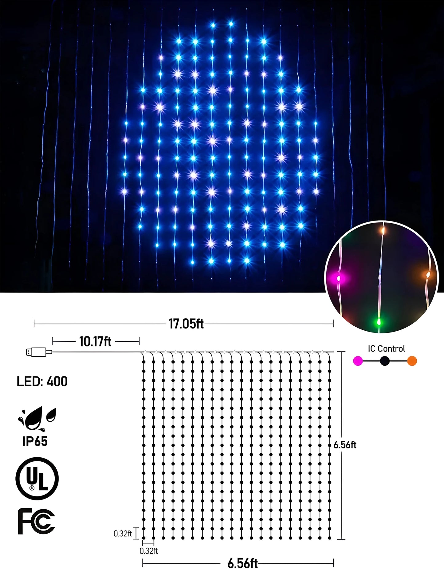 EnchantGlow Dynamic Curtain Lights