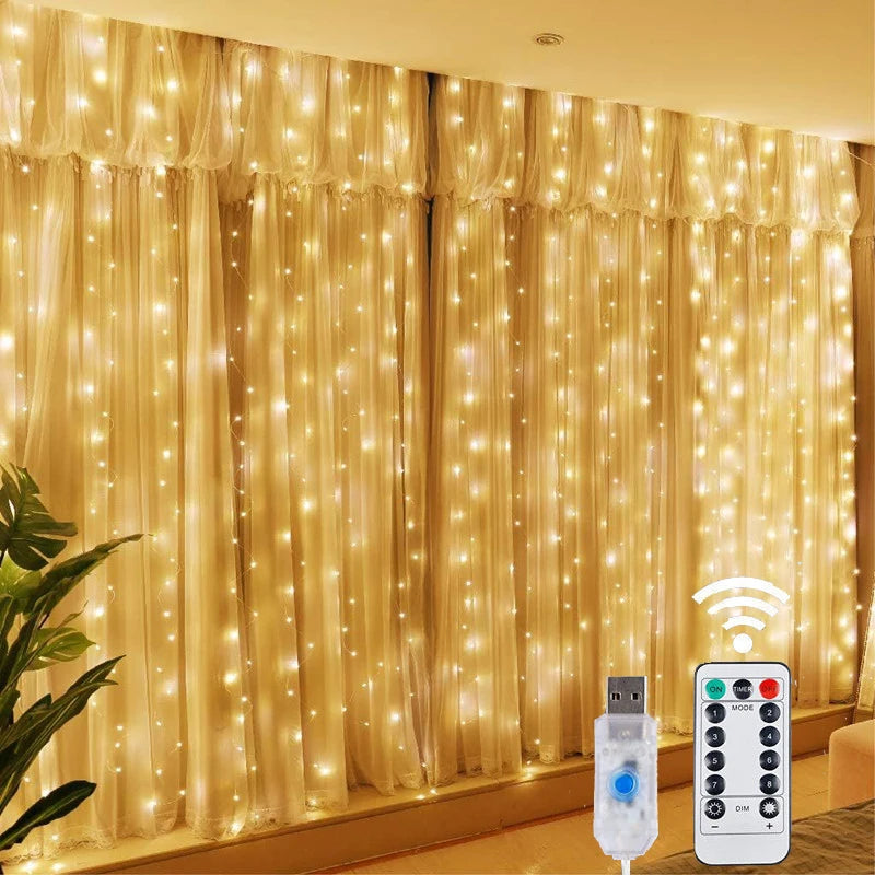 TwinkleGlow LED Fairy Curtain Lights