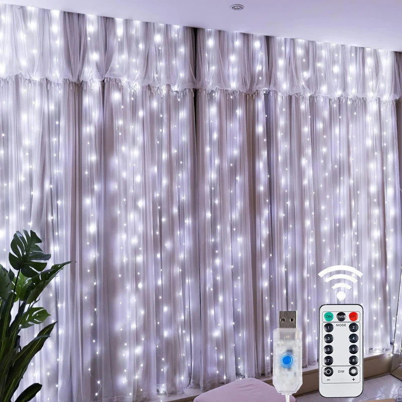 TwinkleGlow LED Fairy Curtain Lights