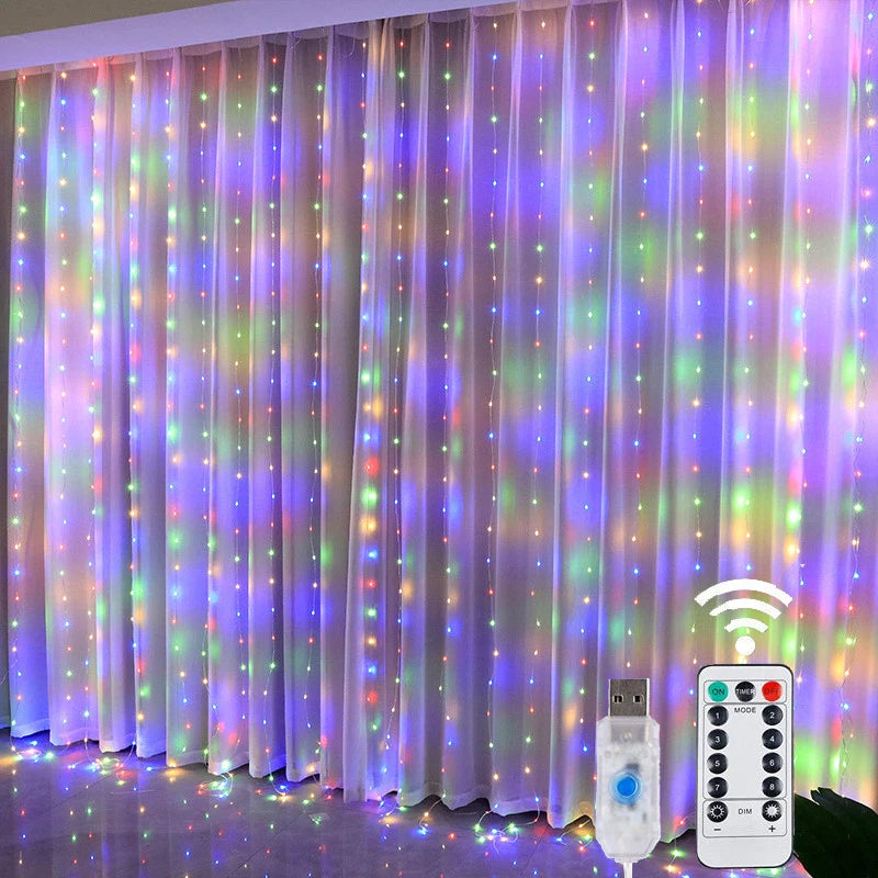 TwinkleGlow LED Fairy Curtain Lights