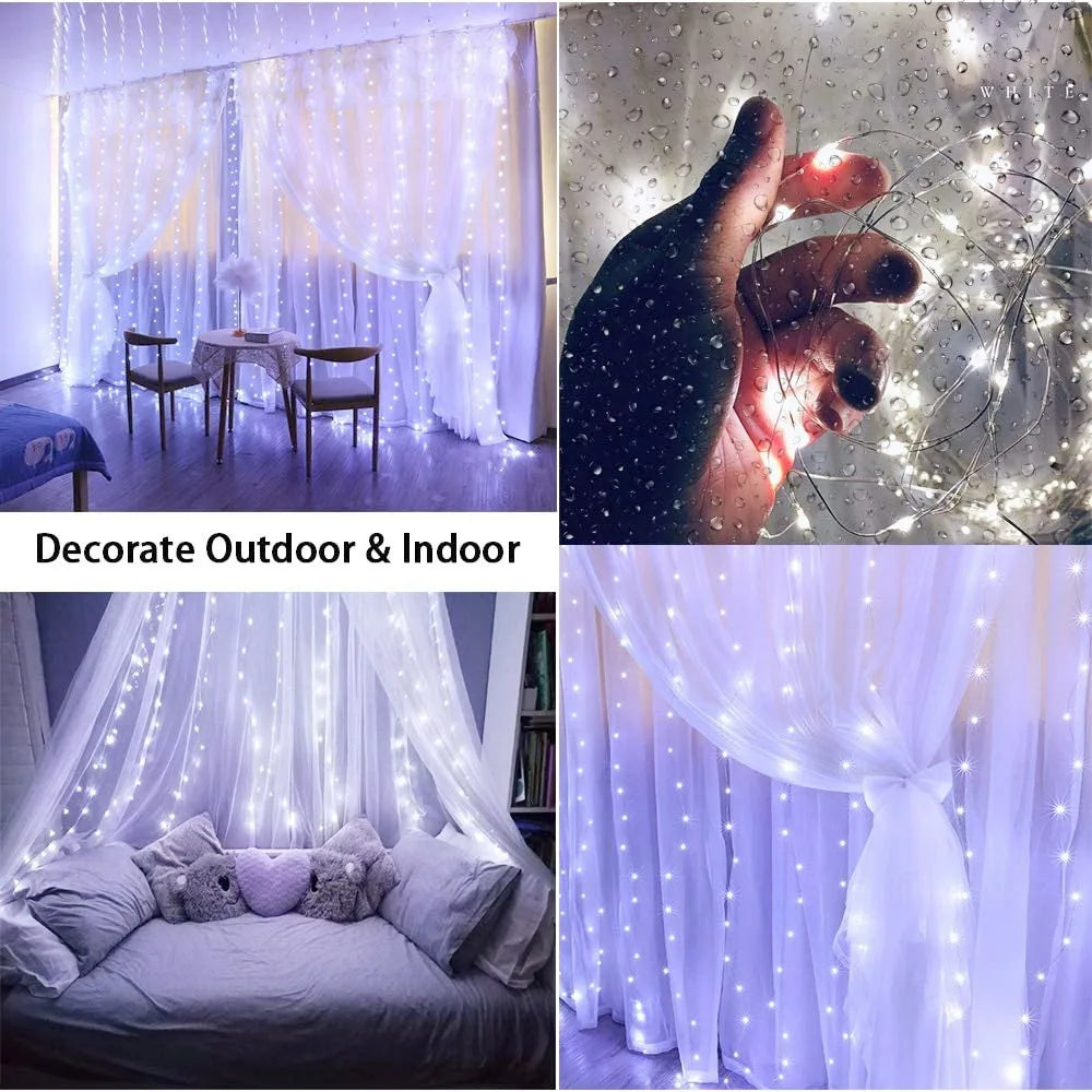 TwinkleGlow LED Fairy Curtain Lights