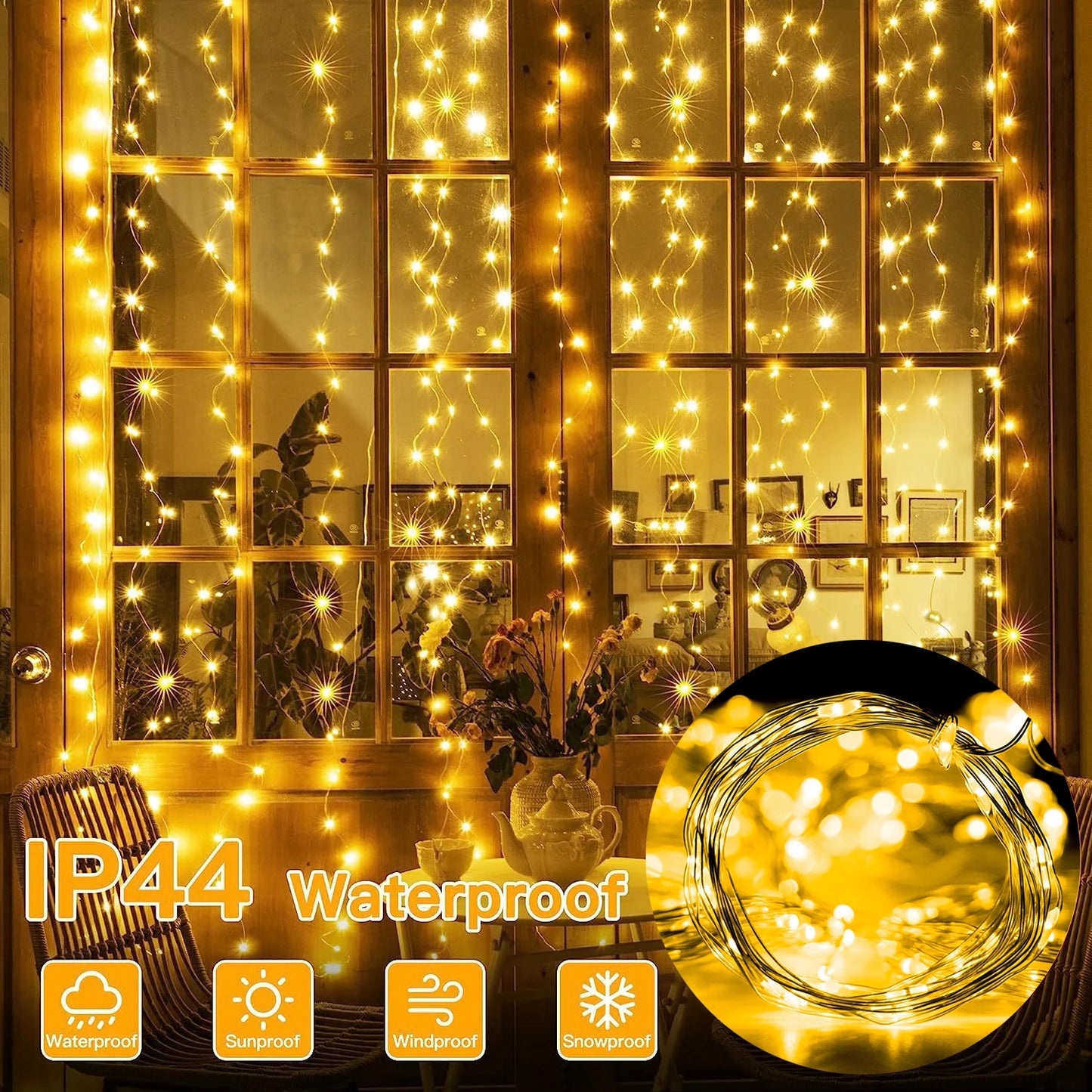TwinkleGlow LED Fairy Curtain Lights