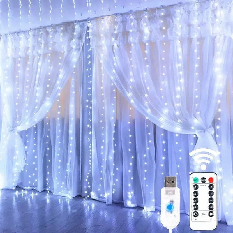 TwinkleGlow LED Fairy Curtain Lights