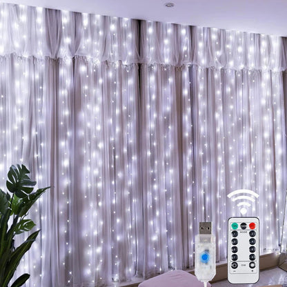 TwinkleGlow LED Fairy Curtain Lights